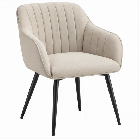 Gepolsterter Stuhl mit Armlehnen, Beige/Schwarz, 57 x 60 x 82 cm