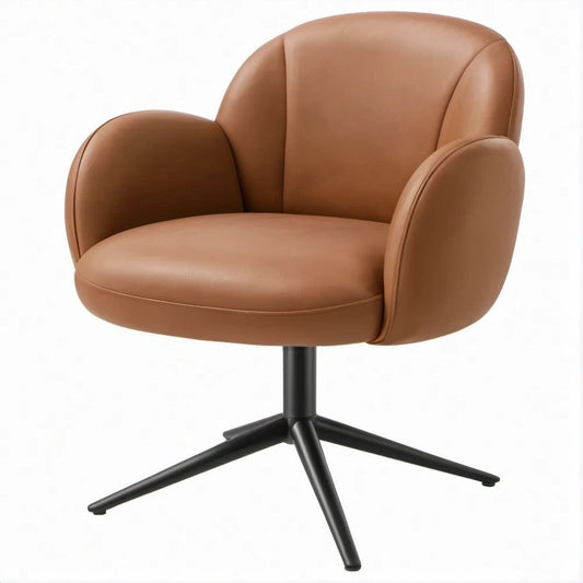 Drehbarer Polstersessel aus PU-Kunstleder Braun/Schwarz, 67 x 63 x 84 cm