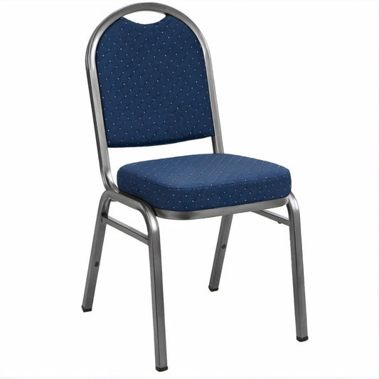 Gepolsterter Stuhl mit Griffausschnitt, Dunkelblau/Silber, 92 x 44 x 55 cm